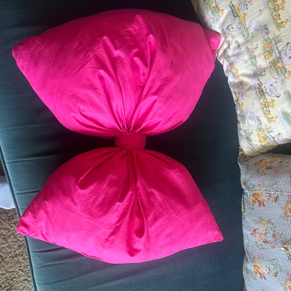Bright Hot Pink Decorative Bow Pillow